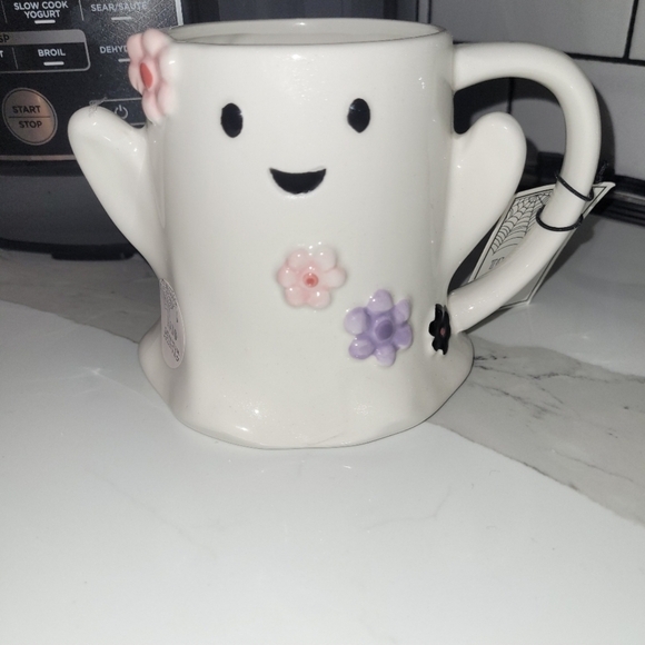 Cute Ghost Mug with Floral Accents - Picture 1 of 2